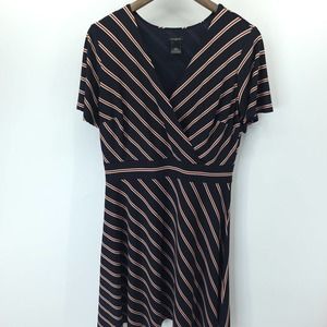 Ann Taylor Factory Womens Navy Red White Stripe Fit & Flare A Line Dress Size M